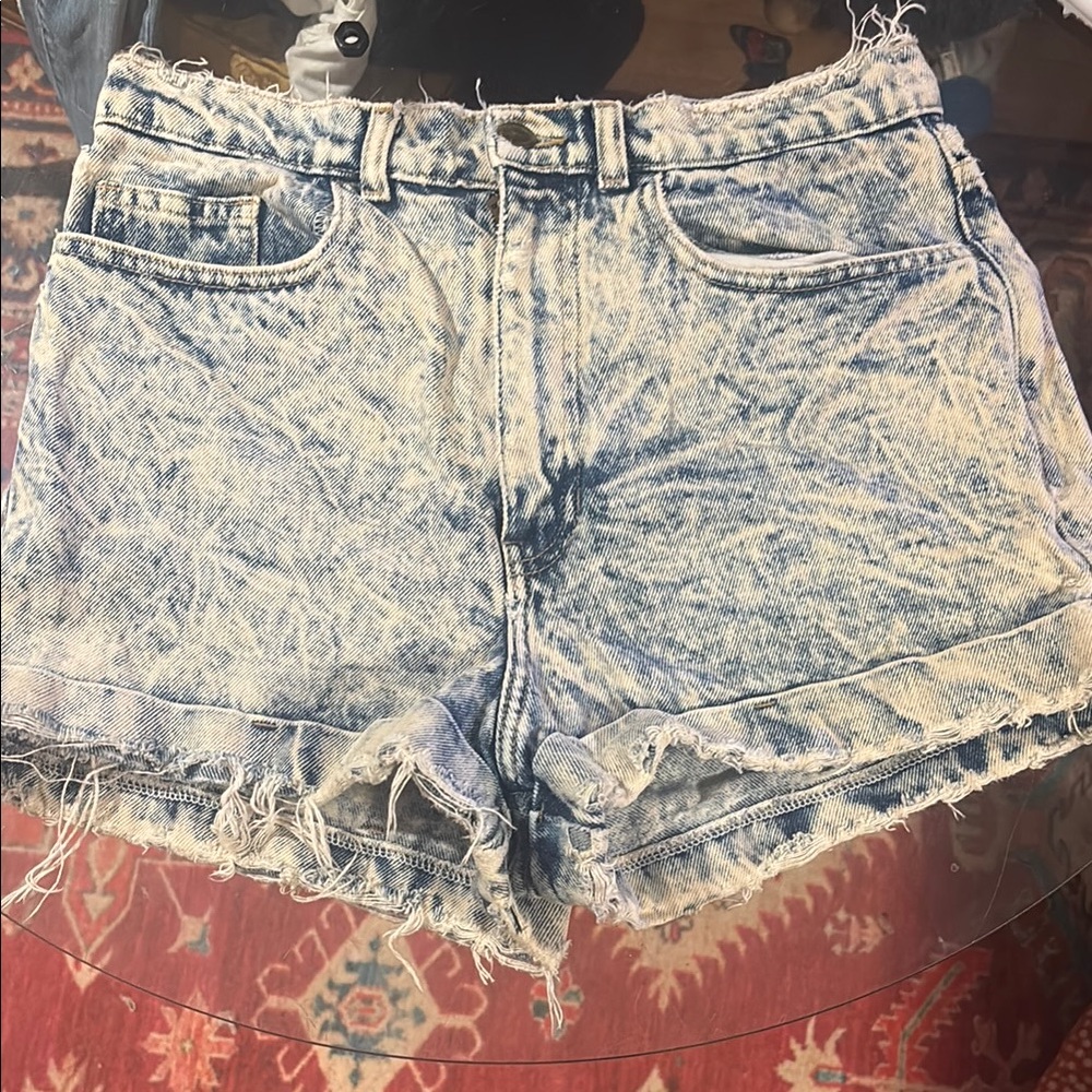 American Apparel Blue Jean Shorts Distressed Frayed Hem